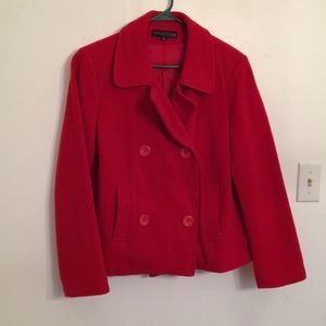 Bright Red Pea Coat